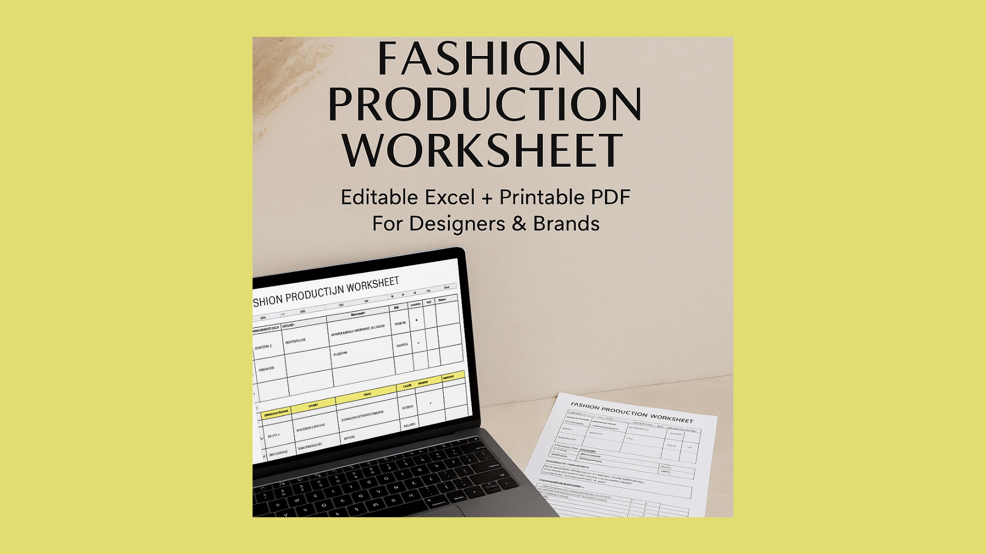Foglio di lavoro per la produzione | Fashion Production Worksheet