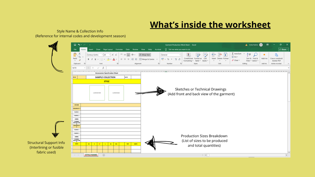 Foglio di lavoro per la produzione | Fashion Production Worksheet