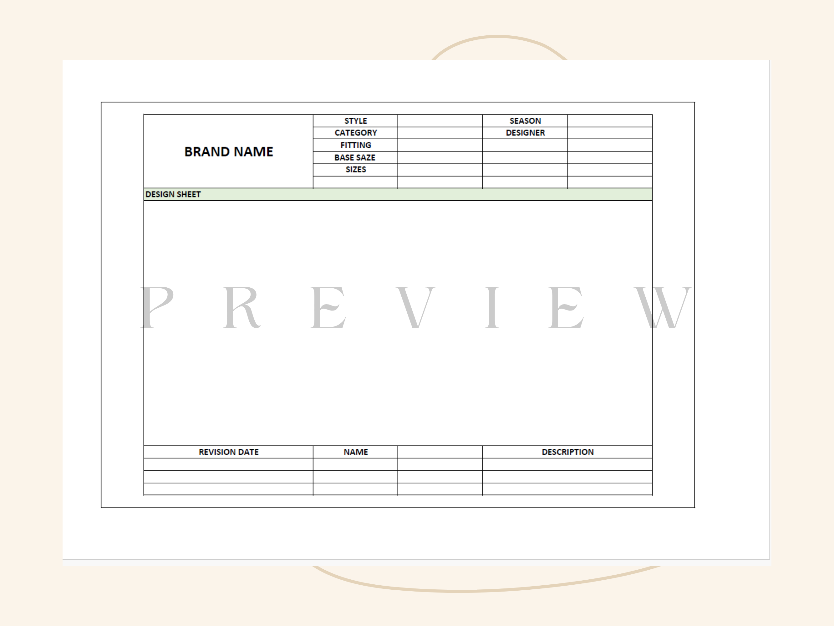 Modello Excel per scheda tecnica | Technical Sheet Template Excel