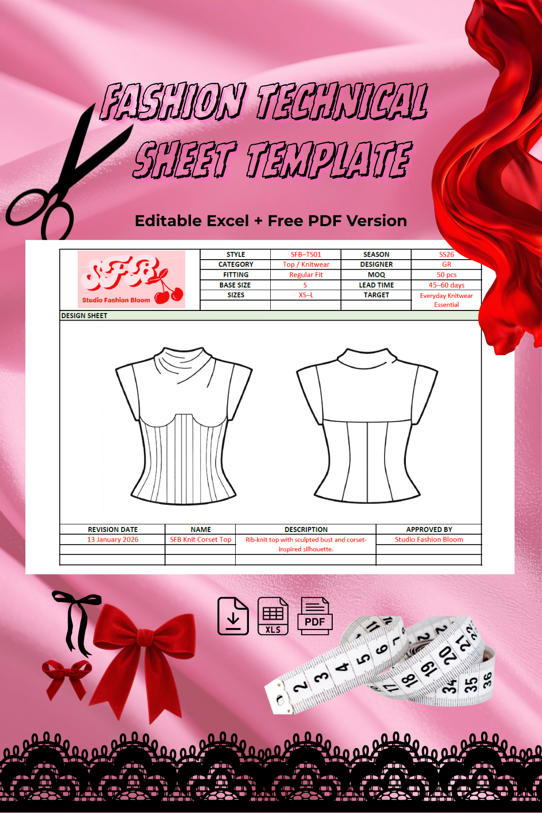 Fashion Technical Sheet Template | Excel + Free PDF